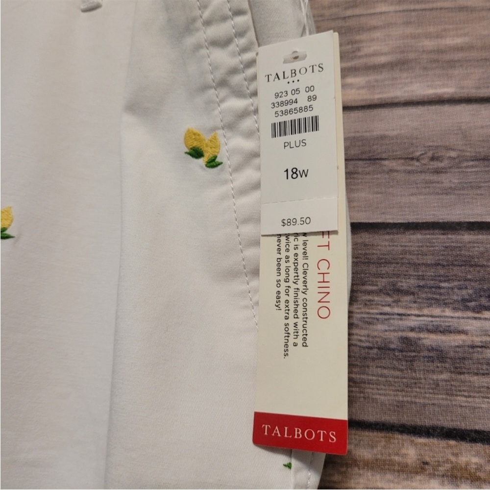 Talbots White Chino Pants with Embroidered Lemons Size 18W - Picture 4 of 7